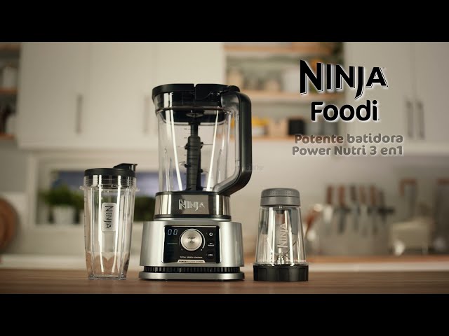 Vídeo relacionado con Ninja Foodi Power Nutri Batidora de vaso 3 en 1, Smoothies, cremas y bebidas heladas, jarra de 2,1 l, vaso de 700 ml, recipiente de 400 ml con varilla Power Paddle, 1200 W, Plateada CB350EU