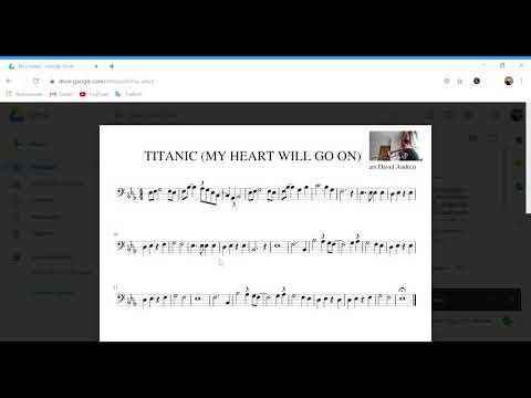 TITANIC: TROMBÓN  PARTITURA PARTITURA CLAVE DE FA, MY HEART WILL GO ON APRENDE TROMBÓN