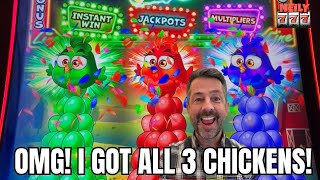 BIG WIN with the CRAZY CHICKENS! I got the mega feature for an amazing bonus on this slot!
