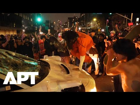 Chaos at LA ‘Halloween Hell Bomb’ Skate Event | Crowd Clashes with Police & Smashes Waymo | APT