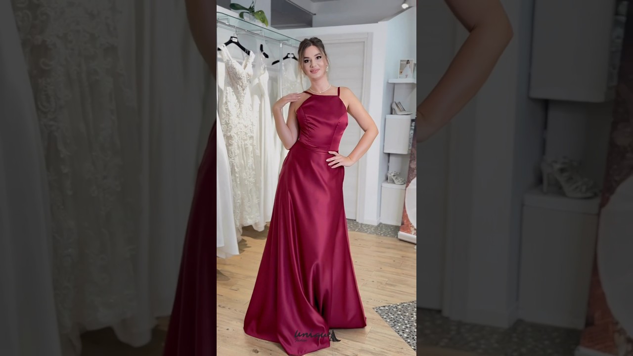 Abito da cerimonia elegante in satin rosso borgogna ♥️ #abitocerimonia #bridesmaids