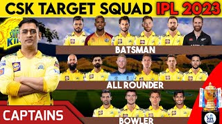 IPL 2023 | CSK Team Target Squad | Chennai Super Kings Squad For IPL 2023 |IPL 2023 CSK Players List