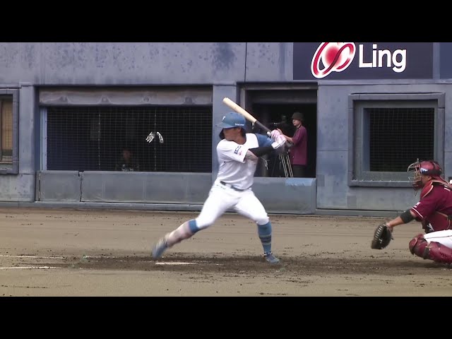 【ファーム】低めの球を捉えた!! ファイターズ・細川凌平 追加点となるライトへの2点タイムリー2ベース!! 2025年9月13日 北海道日本ハムファイターズ 対 東北楽天ゴールデンイーグルス