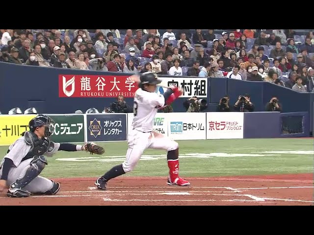 【3回裏】バファローズ・安達が2打席連続安打!! レギュラー確保へ猛アピール!! 2015/3/4 Bs-D