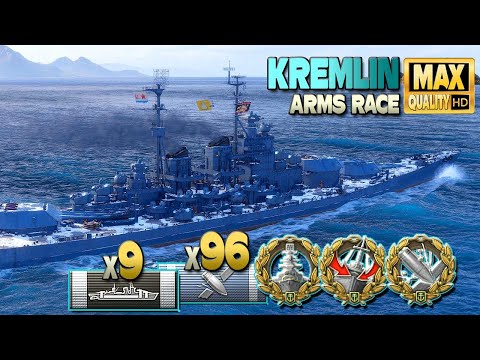 Battleship Kremlin: 330k on map Warrior's Path - World of Warships