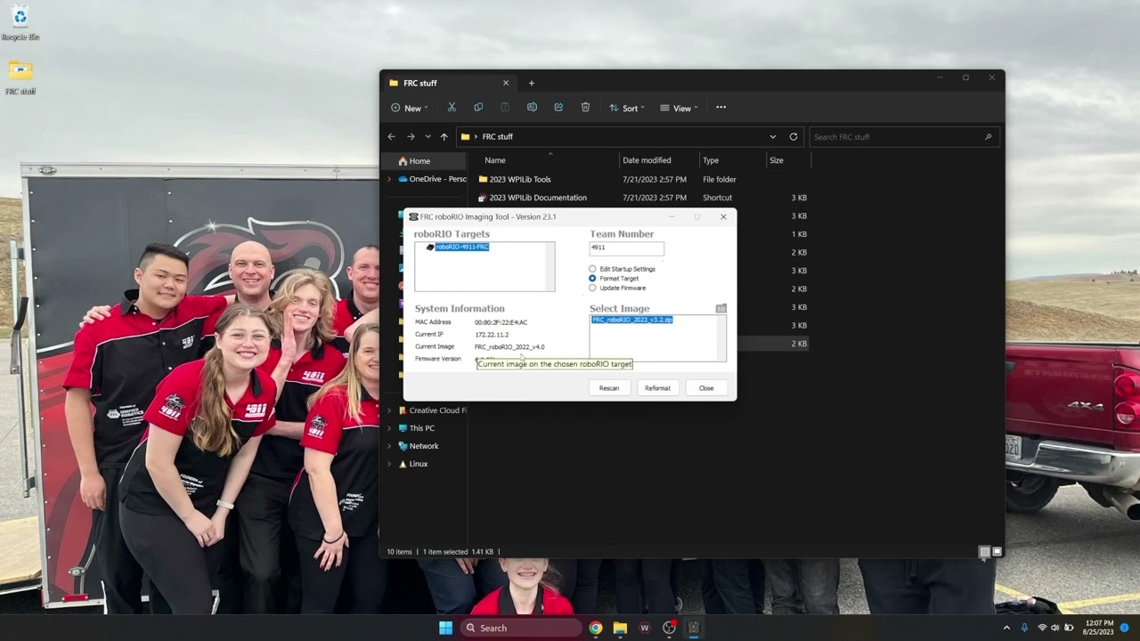 CyberKnights software: roboRIO Imaging Tool