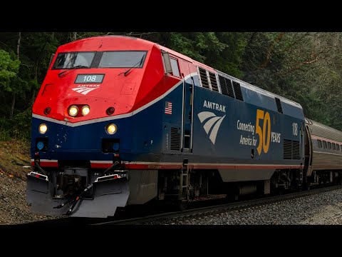 Amtrak 108 Phase 6 P42 Locomotive on Amtrak Cascades Trains
