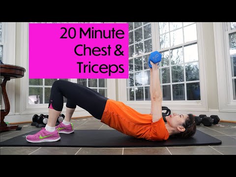 IntervalUp 20 Minute Chest and Triceps Workout with Dumbbells at Home // 20분 상체 & 팔뚝살 빼는 운동 홈트!