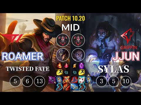T1 Roamer Twisted Fate vs GRF jjun Sylas Mid - KR Patch 10.20