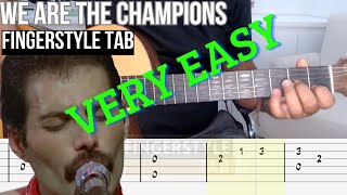 We Are The Champions - Queen [VERY EASY] Fingerstyle Acoustic Guitar