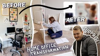 HOME OFFICE TRANSFORMATION! Surprising My Boyfriend With His Own Desk & Computer | vlogtober day 28