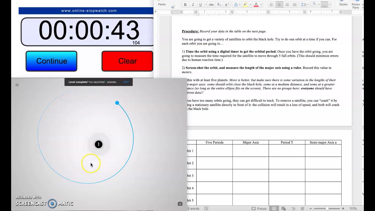 Unit 07 -  Kepler's Law Simulation Lab