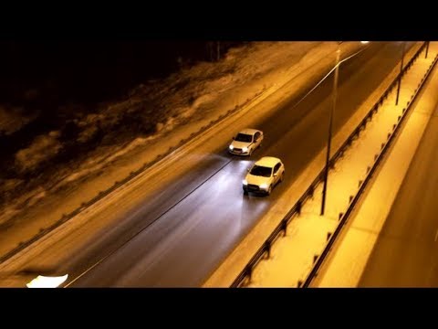 Aerial View of The Traffic on The Road in The Winter Night | Stock Footage - Videohive