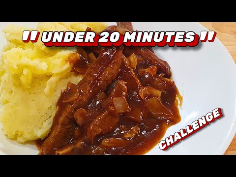 Can i Make This in Under 20-Minute - Cooking Challenge: Red Wine Beef Strips with Mash Potato