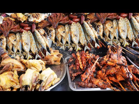 Walking Across Streets In Ta Khmao, Cambodian Street Food In The Evening