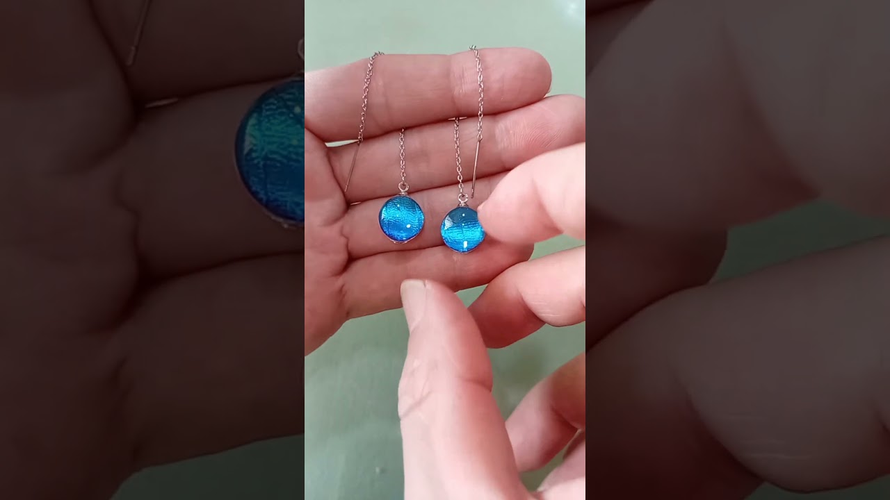 12mm Morpho menelaus real Blue Morpho butterfly wing threader earrings under glass handmade luxury jewelry