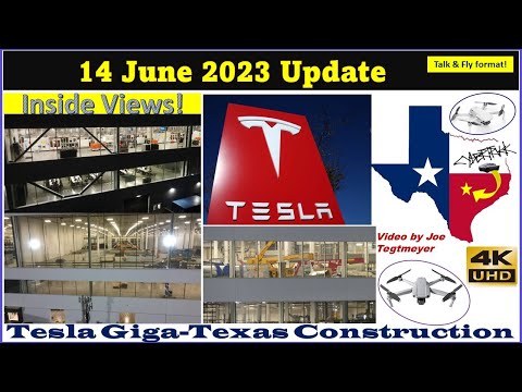 Interior Views! Big Deliveries & Cathode Window Installation! 14 June 2023 Giga Texas Update(6:45AM)