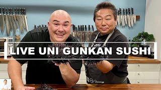 Making A HUGE LIVE UNI Gunkan Sushi FEAT. GUGA FOODS by Diaries of a Master Sushi Chef