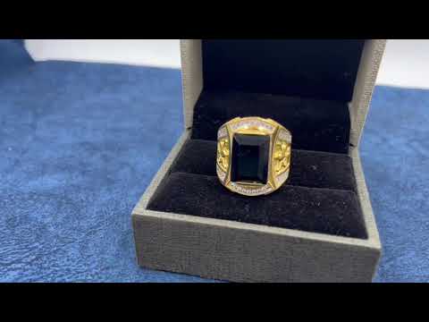 Male Golden A-445 Gold Forming Black Diamond Men Ring