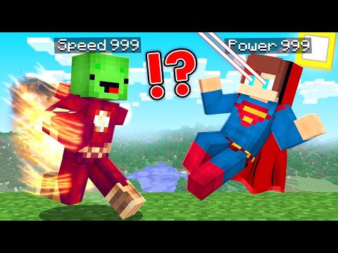 JJ and Mikey got SUPER POWERS! Maizen Became Flash and Superman in Minecraft Challenge Mazien