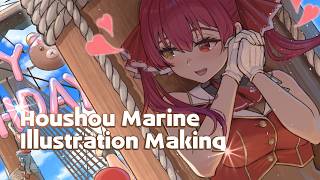 【イラストメイキング】ホロライブ_宝鐘マリン様お誕生日イラスト/[Illustration Making] hololive_Houshou Marine Birthday Illustration
