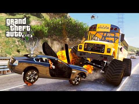 GTA V Crazy Monster School Bus Brutal Crashes Compilation Destruction Gta 5 Car Crashes 511