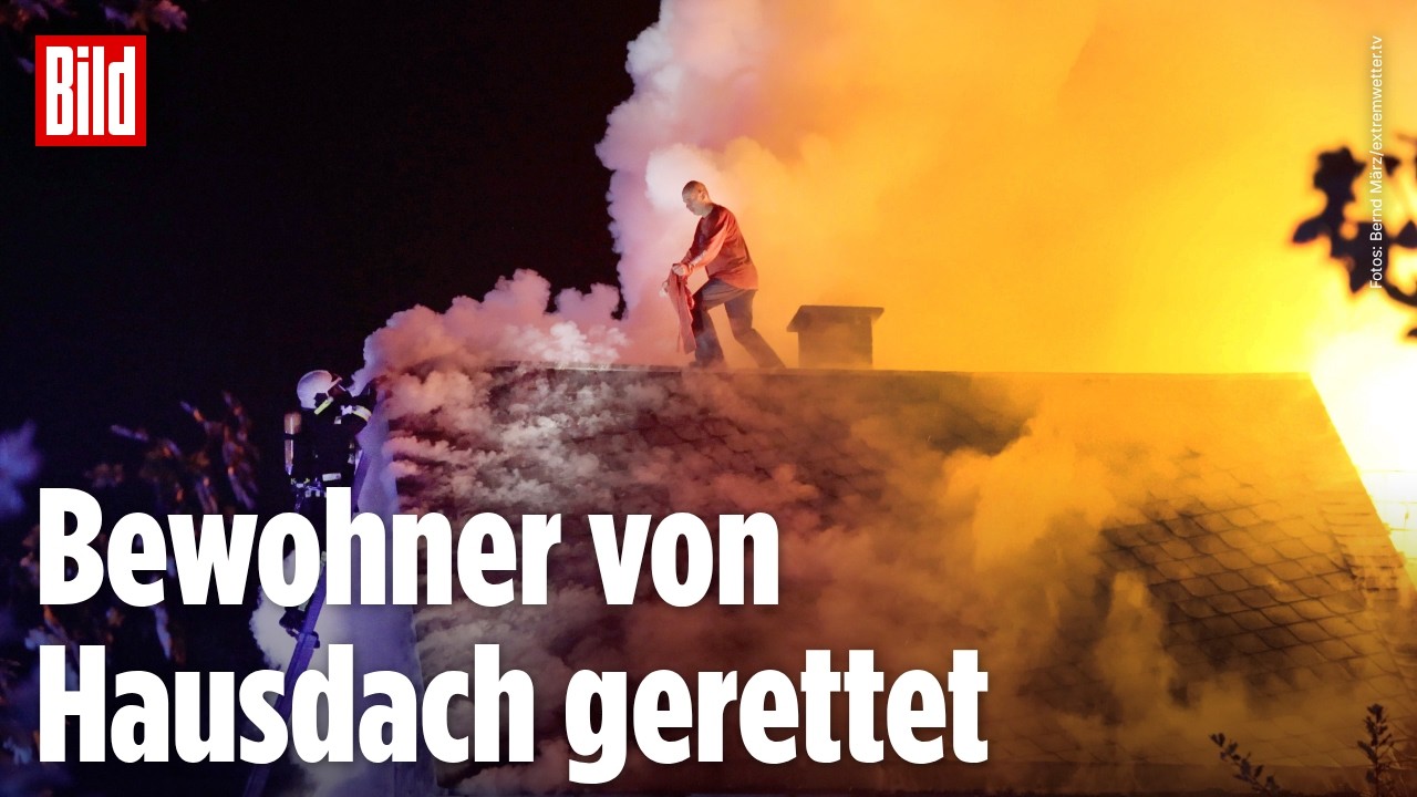 TANNENBERG: Mann auf brennendem Dach gefangen und im letzten Moment gerettet