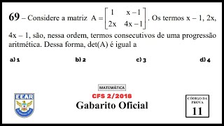 Questão de determinante com progressão aritmética
