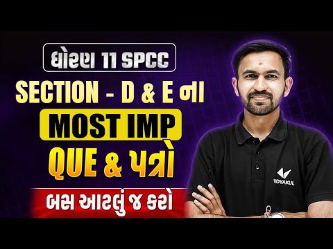 Std 11 Spcc Most IMP Section D & E | Dhoran 11 Sp & cc ના MOST IMP QUESTION | Nilkanth Sir