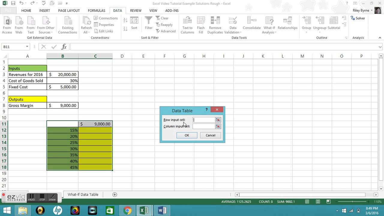 Microsoft Excel Tutorial: One-variable Data Tables