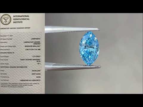 1.27ct blue diamonds marquise lab grown cvd diamond vs1 IGI vivid blue best for jewelry customize