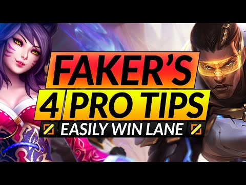 FAKER's 4 Tips to EASILY STOMP LANE -  Top and Mid Ranged vs. Melee Tricks - LoL Guide