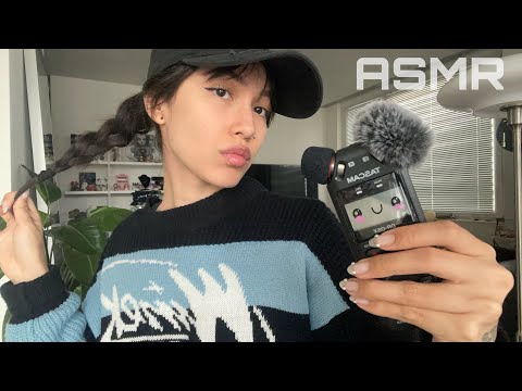 ASMR ☆ CRISPY TRIGGERS ON TASCAM (mic covers, gripping, hair,..) 