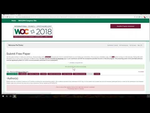Abstract Submission Tutorial - WOC2018