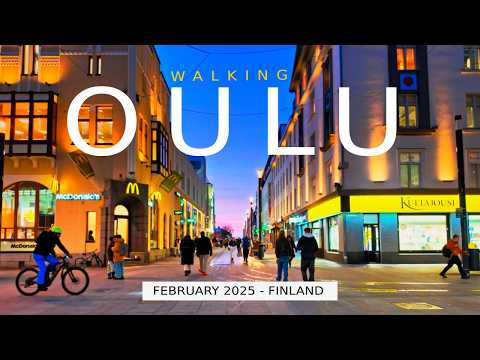 Walking Finland: Friday Evening in Oulu City Centre, February 2025 [4K] #slowtv