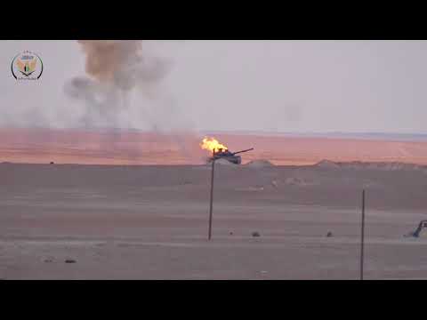 استهداف وتدمير دبابة تي72 بصاروخ تاو من قبل جيش النصر على جبهة عرفة في ريف حماة الشمالي