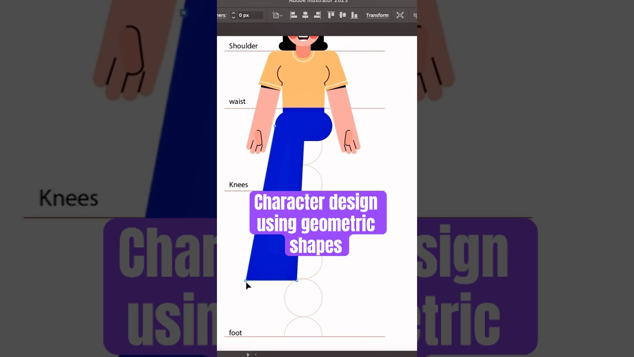 How to draw a vector character using geometric shapes in AI. #vectortutorials #digitalart #art