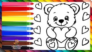 Desenhar E Colorir Um Urso Fofo 🐻❤️🧡💛💚💙💜🌈 Desenhos Para Crianças