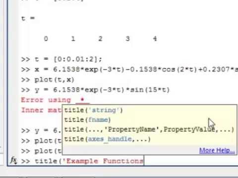 System Dynamics and Control: Module 5c - MATLAB for Plotting and Math Operations