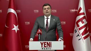 YENİ Parti Sözcüsü Zeynel Emre, parti genel merkezinde basın açıklaması yapıyor 