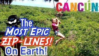 Most EPIC Zip-Lines on Earth! Ninja Kids in Cancun