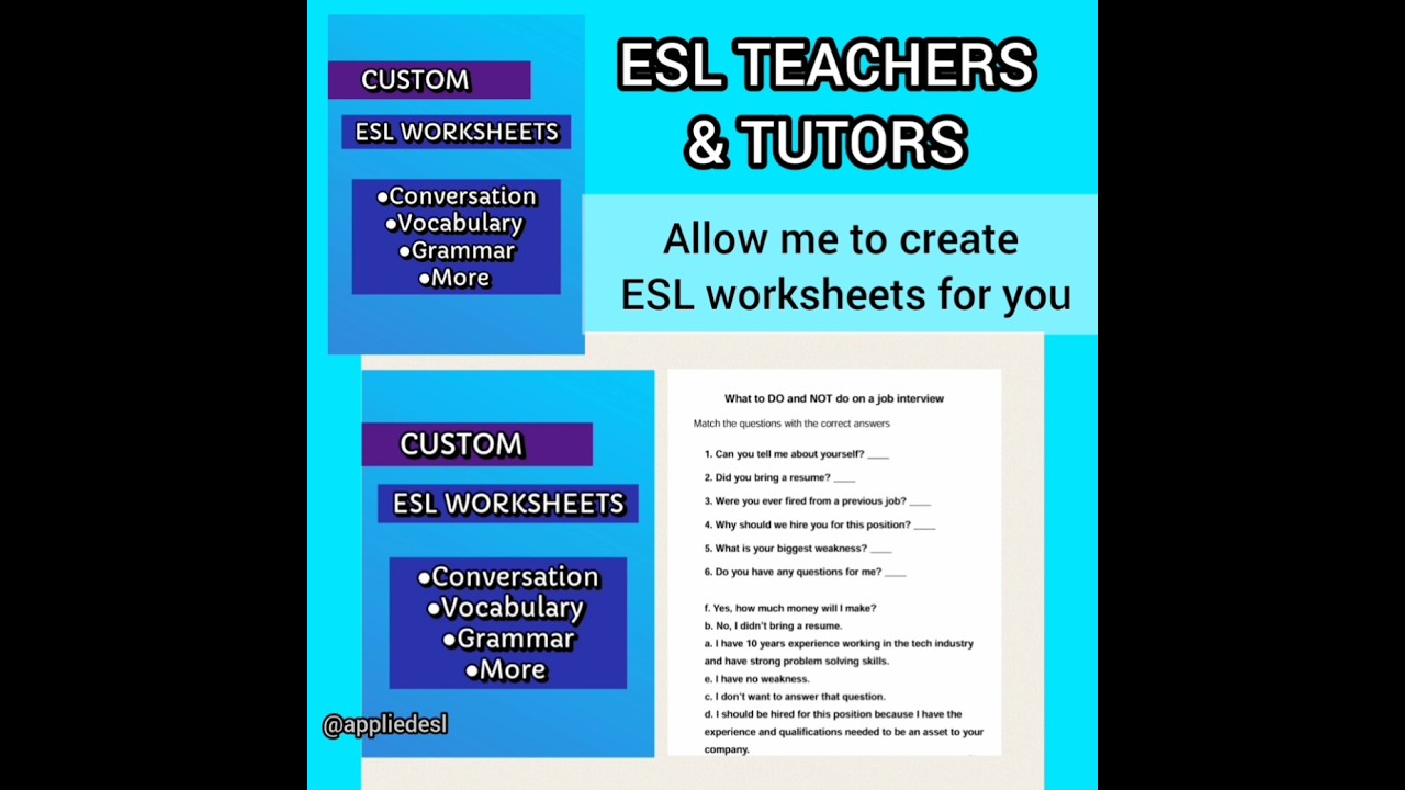 ESL Teachers‼️Allow me to create worksheets for your adult learners #esl #worksheets