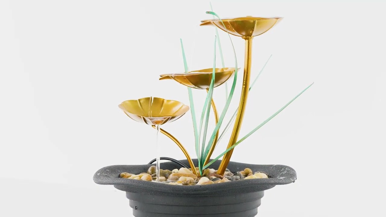 Metal Lotus Fountain LED Indoor Outdoor