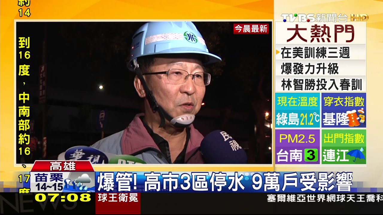 爆管!高市3區停水 9萬戶受影響