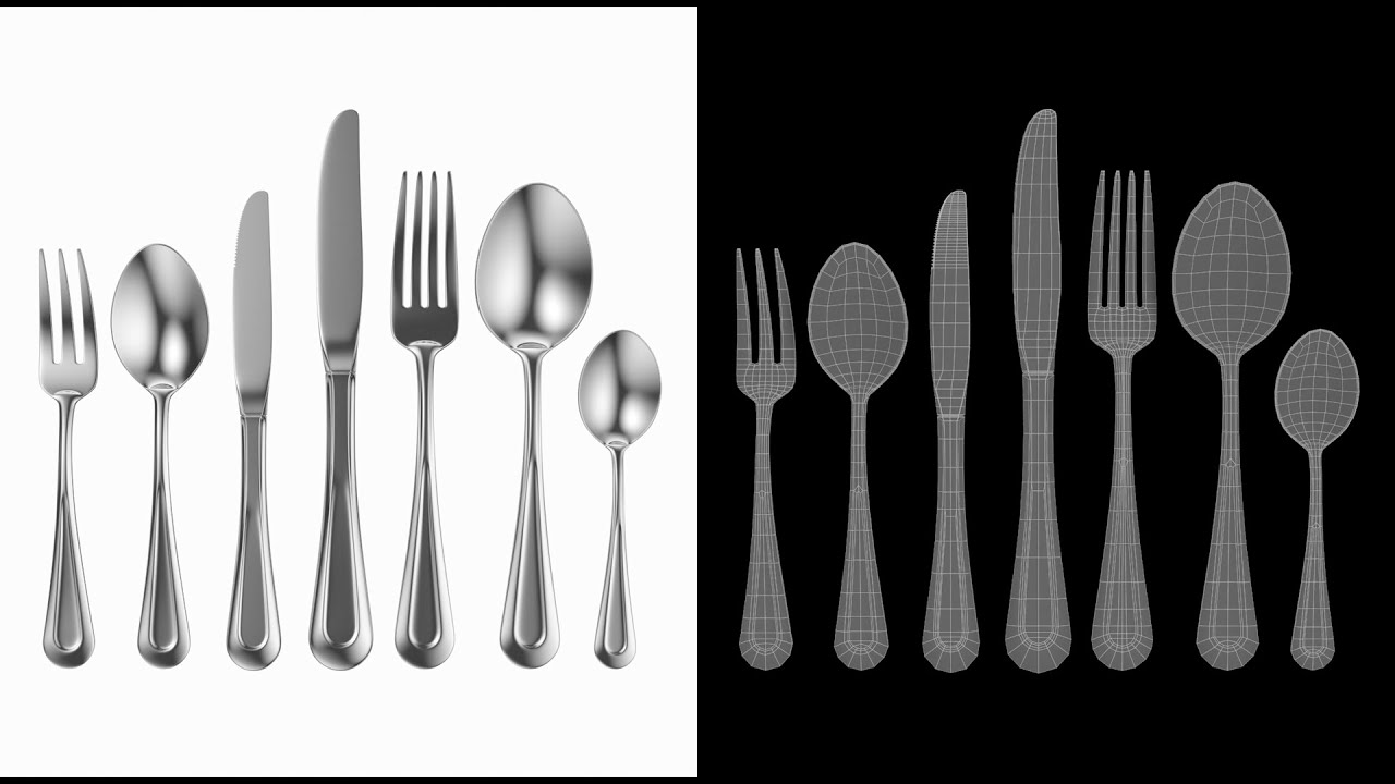 Classic Cutlery Set 7 Pieces COLLECTION 3D Model
