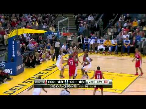 Monta Ellis drives between defense to score a no look reverse layup vs Portland Trail Blazers