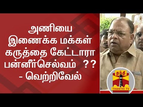 Did O Panneerselvam ask Public Opinion for ADMK Merger decision ? - MLA Vetrivel