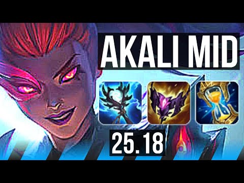 AKALI vs LEBLANC (MID) | 9/3/7 | KR Master | 25.18