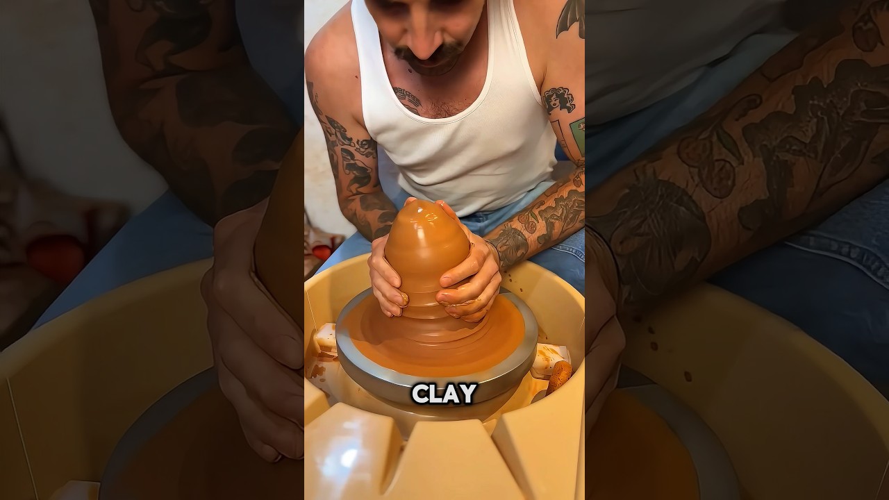 This guy makes clay pots with his own hands