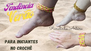 Para iniciantes no crochê Tornozeleira/pulseira lucrativa
